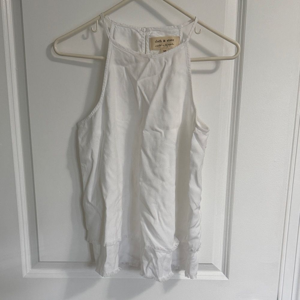cloth & stone White High-Neck Raw-Hem Camisole